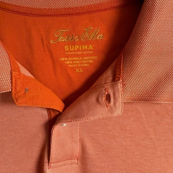 Men’s XL Orange Tasso ElbaPreppy Business Casual Short Sleeve Polo Shirt - Picture 3 of 4
